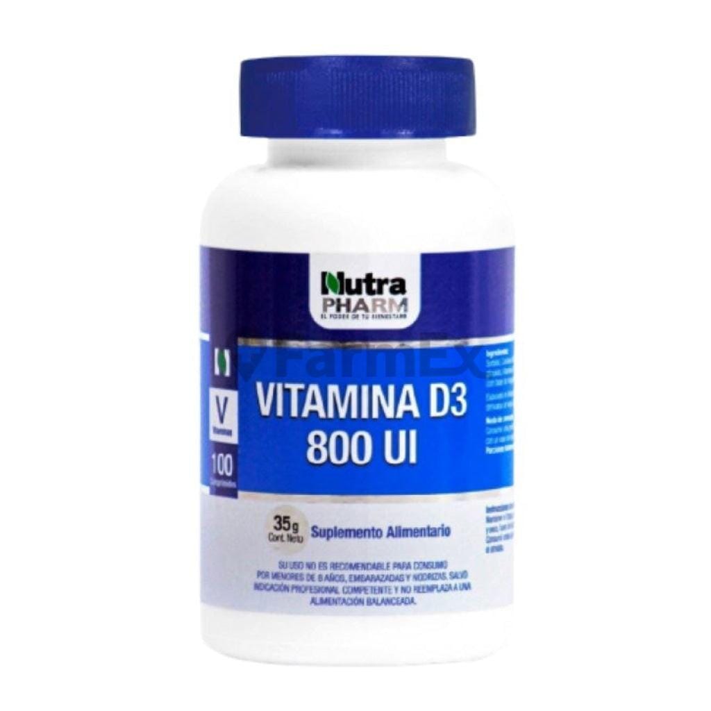 Vitamina D3 800 UI x 100 comprimidos Farmex-Pluxee-Persistente